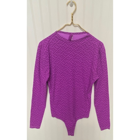 Fendi x SKIMS Purple Mock Neck Long Sleeve Bodysuit Womens Size Extra Large XL - Picture 1 of 5